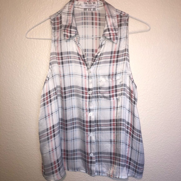 Equipment 100% silk button down plaid blouse, XS - Picture 5 of 10